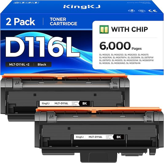 KingKJ MLT-D116L Toner Cartridge Black 2-Pack