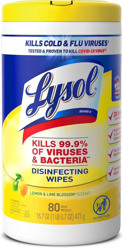 Lysol Disinfecting Wipes Bundle - All-Purpose Multi-Surface Cleaner | Lemon & Lime, 80 Count