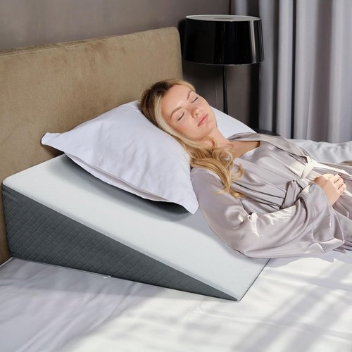 Kolbs Extra Wide Bed Wedge Pillow - Sleep Apnea & Acid Reflux Relief with Chic Jacquard Cover | 7.5" Height