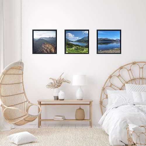 JCJMY 8x8 Black Picture Frame - Versatile Wall & Tabletop Display with Shatter-Resistant Plexiglass