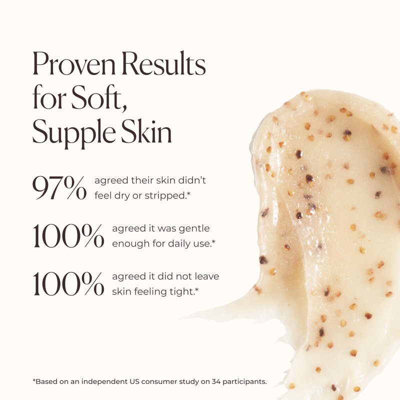 Laura Mercier Exfoliating Body Wash, Strawberry Seed and Sugar Scrub-Infused Exfoliator, Removes Impurities, Helps to Improve Uneven Skin Tone, Elasticity and Circulation, Ambre Vanille