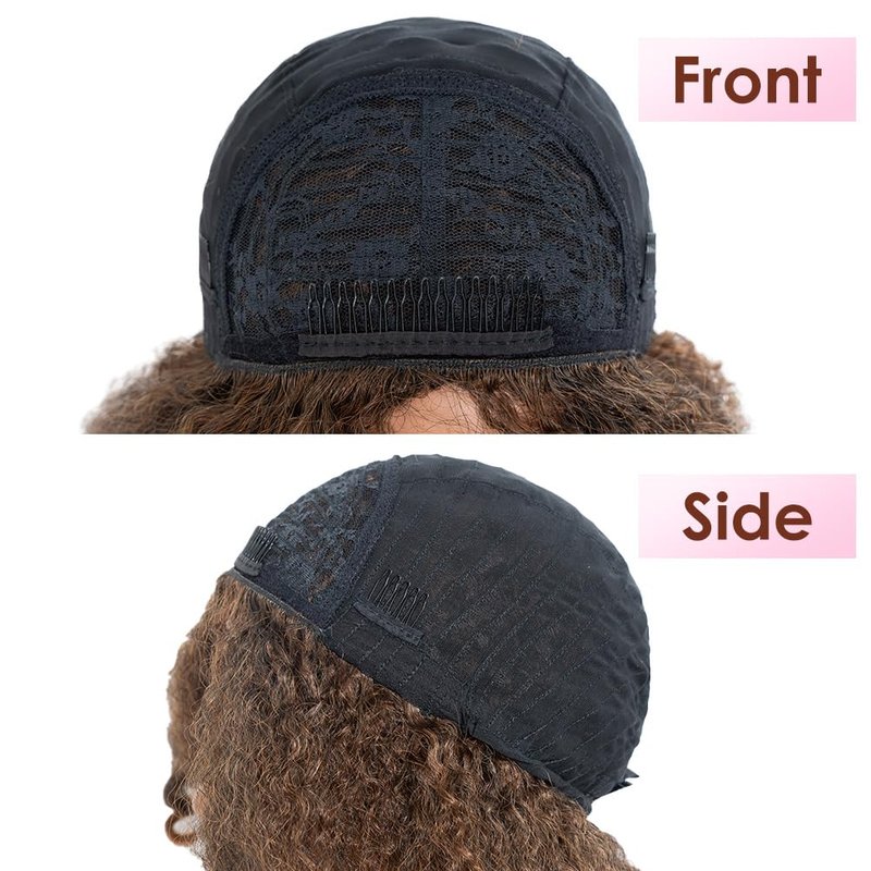 3-in-1 Magic Drawstring Half Wig - 14" Short Afro-Textured Synthetic Hair | Dark Brown, No Glue, No Sew, Ponytail & Bun Styler