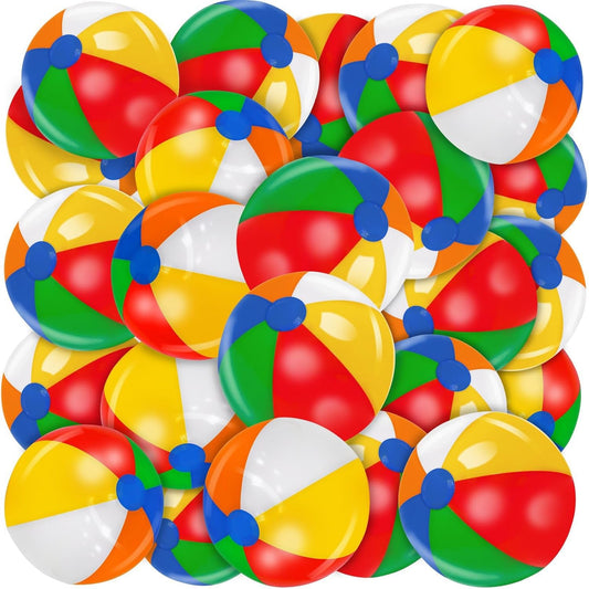 Rainbow Beach Balls - 28 Pack Inflatable Pool Toys for Kids | Perfect for Summer Parties & Luau Decor
