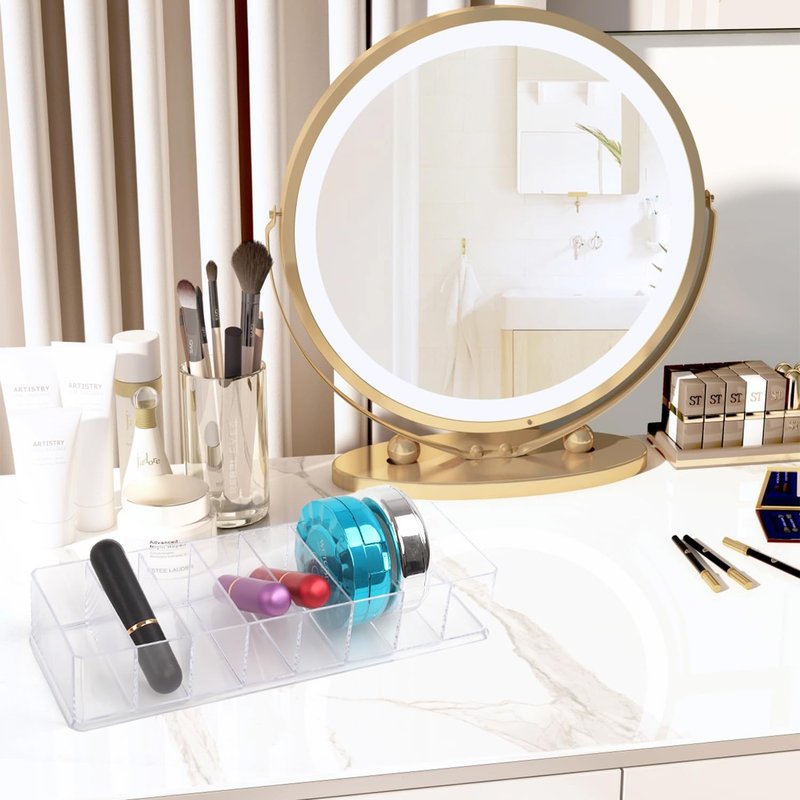 Acrylic Makeup Organizer,4 Pack Makeup Compact Organizer Detachable Makeup Organizer Clear Vanity Drawer Organizer, 8 Spaces Clear Cosmetic Display Case for Bathroom, 10x3.3x1.7 Inches