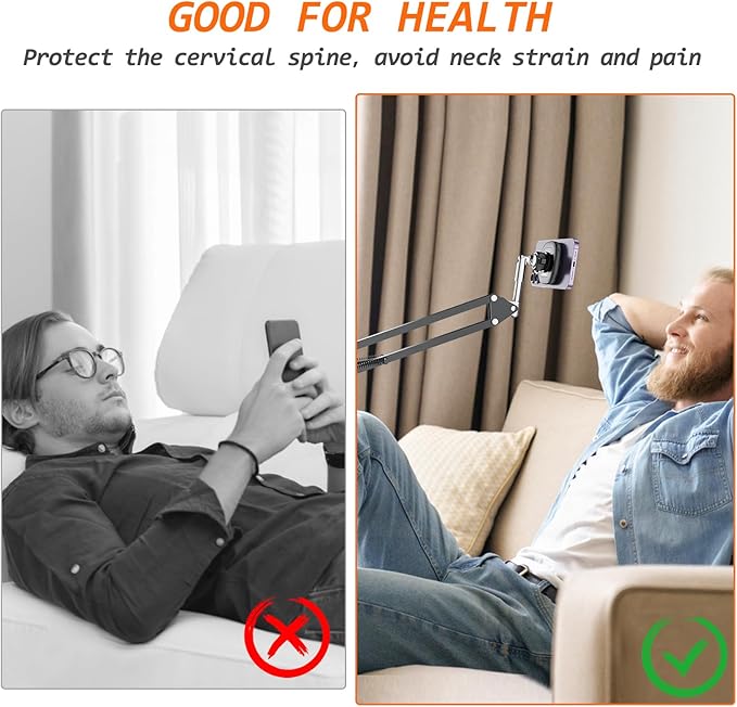 VRIG Magnetic Phone Holder Mount for Bed, Magsafe Flexible Arm Overhead Desk Phone Mount Stand, Adjustable Bedside Laying Down Tablet Mount for iPhone17 16 15 14