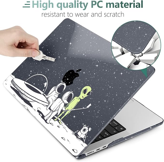 MEEgoodo Case for M5/M4/M3/M2 MacBook Air 13 inch Case 2026 2025 2024 2022, Fit Model A3449/A3240/A3113/A2681, Laptop Hard Shell Compatible with MacBook Air 13.6-inch, Astronauts & Alien