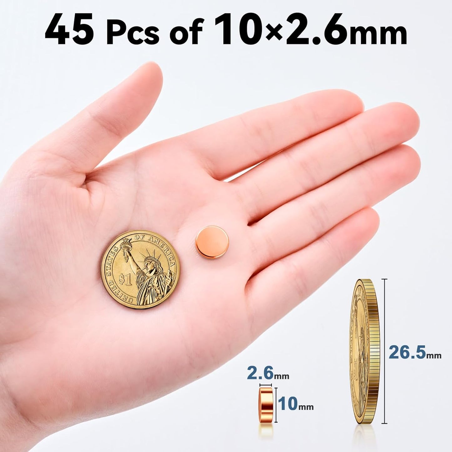 SMARTAKE 45 Pcs Neodymium Refrigerator Magnets - Small Round Multi-Use Office Magnets | Rose Gold