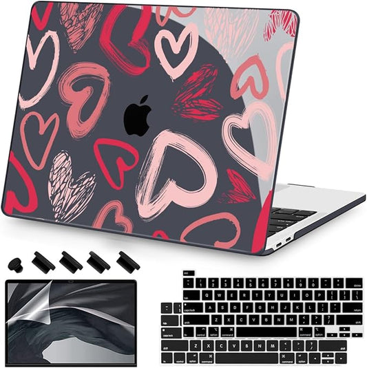 Teryeefi for MacBook Pro 13 inch Case 2025 2024 2022 2021 2019 2018 2017 2016 Release fits Model A2338 M2 M1/A2289/A2251/A2159/A1989/A1706, Design Hard Shell with Keyboard Cover Dust Plug, Heart A002
