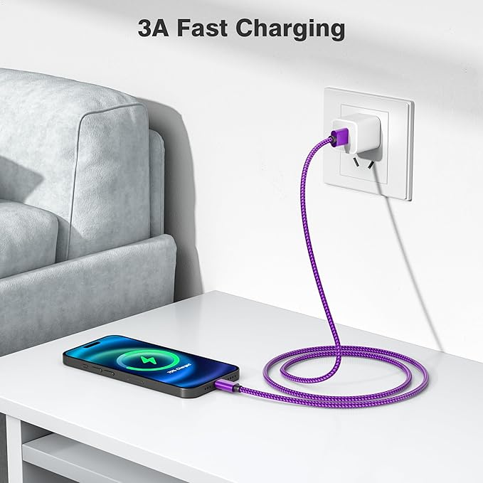 Elebase Charger Cord for AirPods Pro 3, USB A to USB C Cable 3Pack (1.5/3.3/6.6FT), Multi Length Type C Charging Cord for AirPods 4/Pro 2, iPhone 17/16/15, Samsung S26/S25