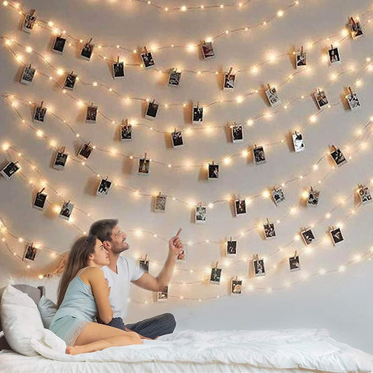 Photo Clip String Light - 33Ft 100LED Fairy Lights with Timer & 50 Clear Clips for Bedroom Decor