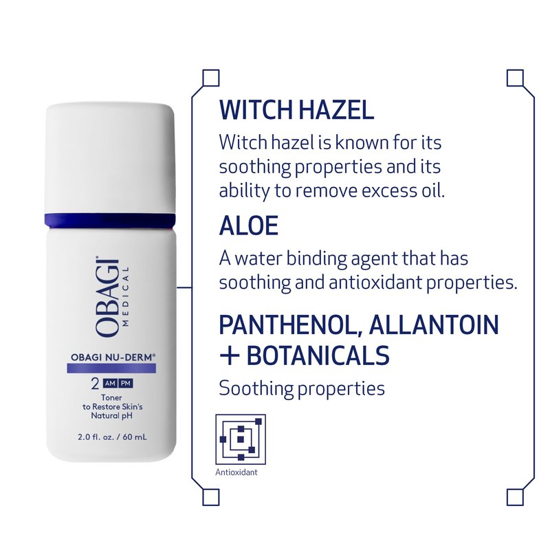Obagi Nu-Derm Toner – Alcohol-Free, Balancing Nondrying Toner with Witch Hazel & Aloe Vera, Safe for Sensitive Skin – 2 oz, Travel Size
