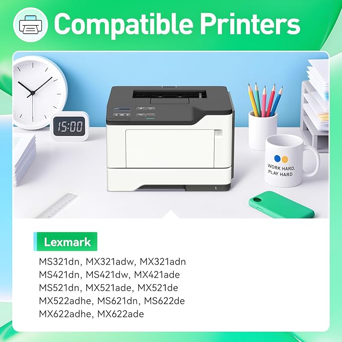 JCTONER 56F1000 Toner Cartridge Black Compatible with 56F1000 56F000G Toner Replacement for MS321 MS421 MS521 MS621 MX521 MX522 MX622 MS622 MX321 MX421 Laser Printer Ink dn dw de adn adw adhe