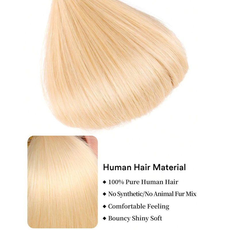613 Bundles Human Hair Extensions 100g/Bundle 613 Color Real Human Hair Extensions For Women Light Blonde Color Human Hair Bundles 2-3set Can Be Full Head (Straight Hair, 20 Inch)