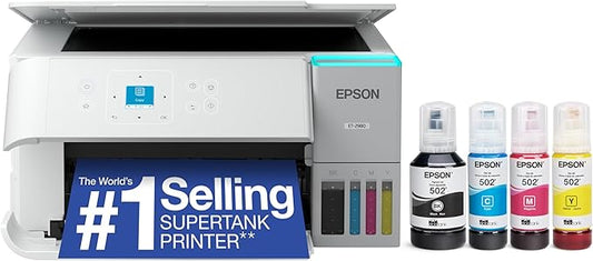 Epson EcoTank ET-2980 Wireless All-in-One Color Supertank Printer with Refillable Ink Tanks, 3 Years of Ink, Mobile Printing, 15 PPM, Color Touchscreen, Auto 2-Sided, White