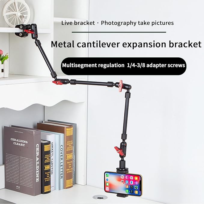 GOINWAVE Magic Arm Camera Mount, 32" Aluminum Articulating Arm with Desk Clamp & Standard 1/4" Screw, Heavy Duty Overhead Tablet Stand for Video Recording, Live Streaming, Vlogging