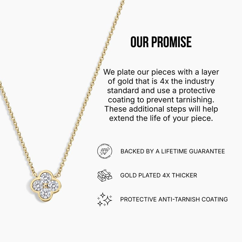 Electric Picks Camilla Clover Necklace for Women, 14k Gold Plated 4-Leaf Pendant Necklace, Designer-Inspired Lucky Charm Jewelry, Tarnish-Resistant Layering Necklace