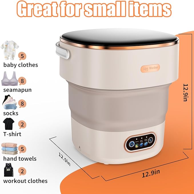 Portable Washing Machine Mini Foldable 16L Washer Laundry with Spin Basket Portable Washer Machine for Apartment RV Travel Camping 3 Cleaning Modes Suitable for Small Clothes and Underwear (WHITE)
