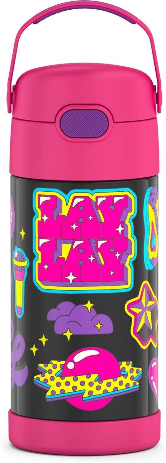 THERMOS FUNTAINER 12 Ounce Stainless Steel Kids Straw Bottle - Vacuum Insulated Design