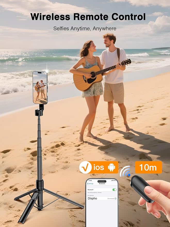𝟐𝟎𝟐𝟓 𝐔𝐩𝐠𝐫𝐚𝐝𝐞𝐝 for Mag-Safe Tripod for iPhone,65”Extendable Strong Magnetic Selfie Stick for iPhone with Remote,Portable Cell Phone Tripod Stand for Vlogging Vacation Travel Essentials