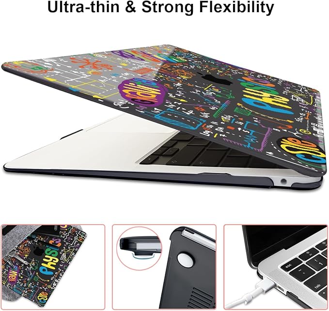 LCMOCICO Case Compatible with MacBook Pro 13 inch M2 M1 2022 2021-2016 A2338 A2289 A2251 A2159 A1989 A1706,Pattern Plastic Hard Shell Keyboard Cover Screen Film Webcam Cover, Physical Chemistry