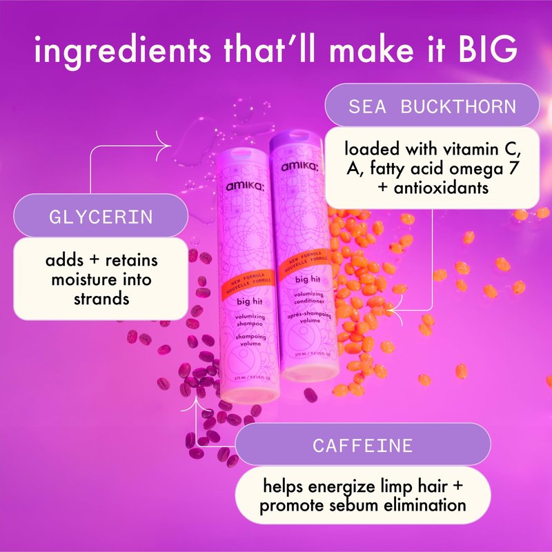 amika big hit volumizing shampoo, 1000ml