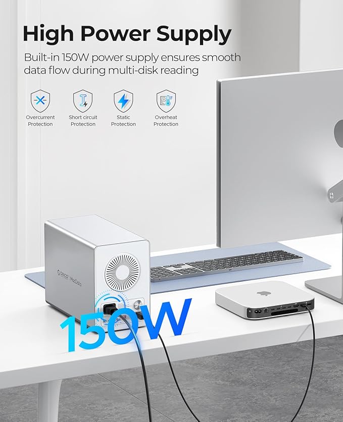 ORICO 5-Bay RAID External Hard Drive Enclosure for 2.5/3.5 Inch SATA HDD/SSD up to 5X 22TB, USB3.0 Type-A Hard Drive Docking Station, Supports RAID 0/1/3/5/10/JBOD/Clone/ClearMode -9958RU3