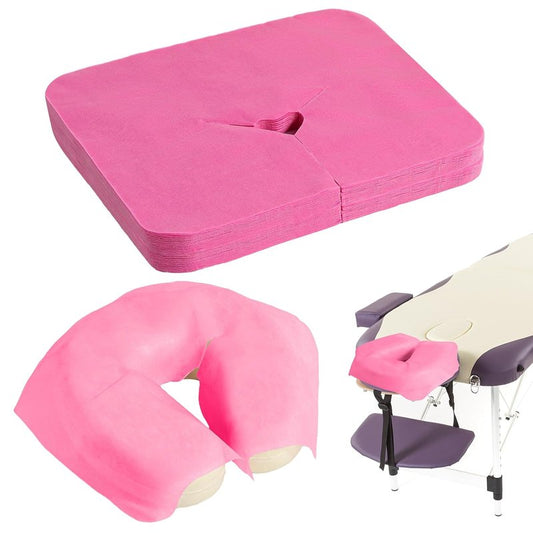 Disposable Face Cradle Covers - 100 Pack Massage Headrest Covers for Spa & Salon | 12 x 15.5 Inches (Pink)