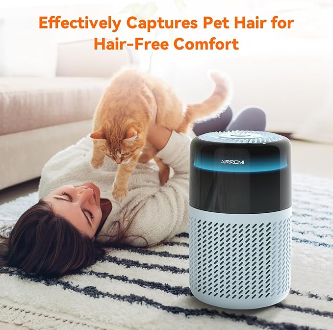 AIRROMI HEPA Air Purifier for Bedroom&Home,Pet Air Purifier for Home Pets,Removes Pet Odor,Cat Litter Smell,Dust,Smoke&Allergies,Quiet Room Air Purifier with Scents,360°Air Cleaner,A2005 Blue