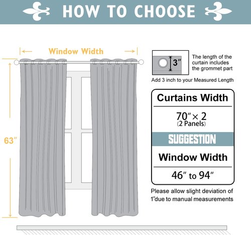 ChrisDowa Blackout Curtains - Thermal Insulated Room Darkening Panels, 70 x 63 Inch, Greyish White