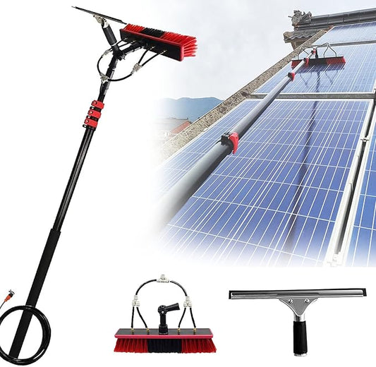 Window Cleaning Pole, Water Fed Telescopic Window Cleaning Brush, Extendable Cleaner Roof Cleaning Tools Window Cleaner Kit for Photovoltaic Panel, Trucks, Bus, Cars,6m
