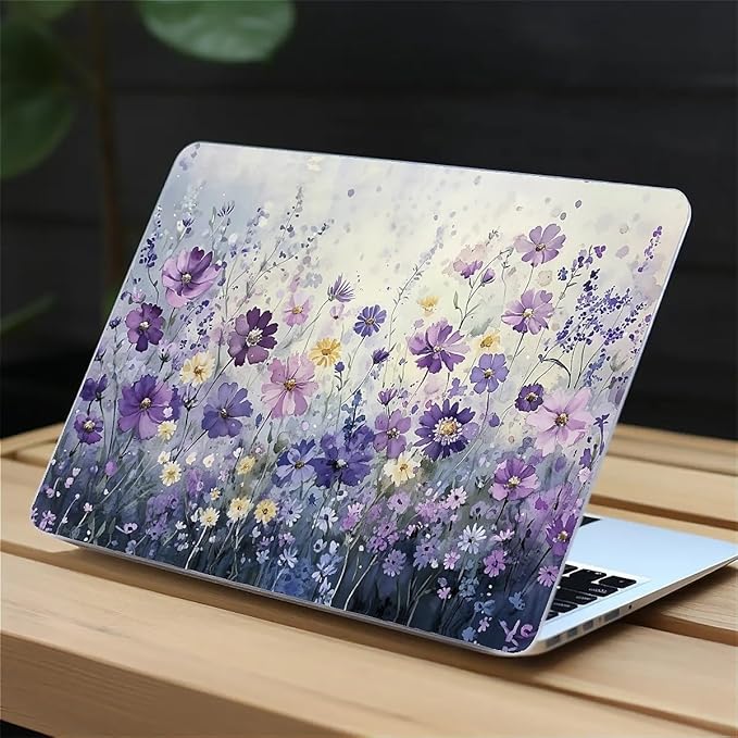 COTAIL Compatible with MacBook Air 13.3 13.6 Inch Case 2022 2021 2020 2019 Plastic Hard Shell Case Cover,13.3 Pro(A1706/A1708/A1989/A2159/A2289/A2338), Purple Wildflowers