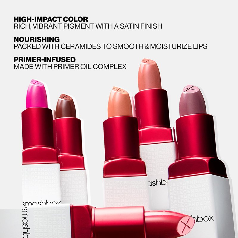 Smashbox Be Legendary Prime & Plush Lipstick | Creamy Satin Lipstick with Peptide-Infused Primer Oil Complex & Moisture-Boosting Ceramides, Literal Queen, 0.14 Ounce
