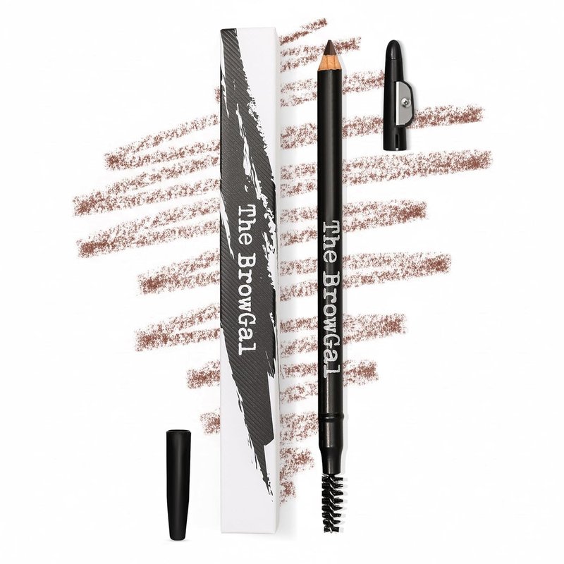BrowGal Eyebrow Pencil - Waterproof Medium Brown Pencil with Spoolie & Sharpener | Buildable, Natural Finish
