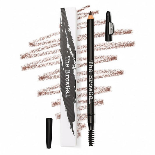 BrowGal Eyebrow Pencil - Waterproof Medium Brown Pencil with Spoolie & Sharpener | Buildable, Natural Finish