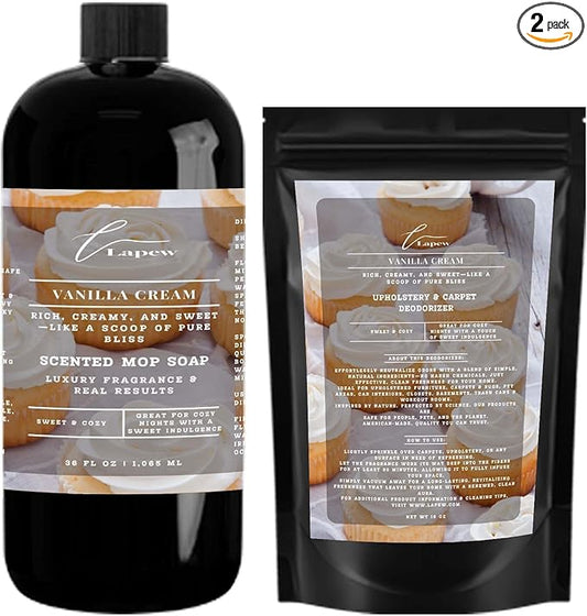 Lapew Cold Water Scented Cleaning Bundle | Carpet Deodorizer Powder (16 oz) & Mop Soap Concentrate (36 oz) | Pet-Friendly Odor Eliminator