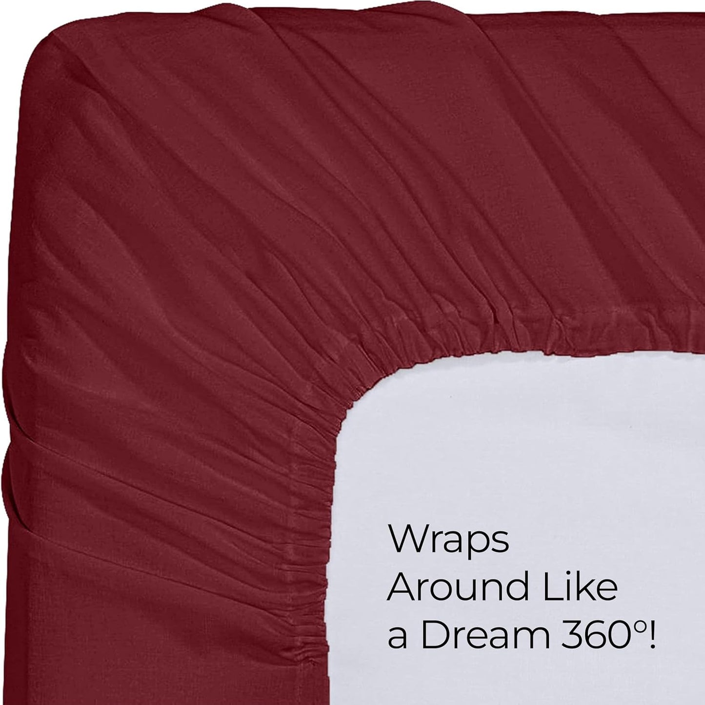 Utopia Bedding Fitted Sheet - Deep Pocket Soft Microfiber - Shrinkage & Fade Resistant | Red Burgundy