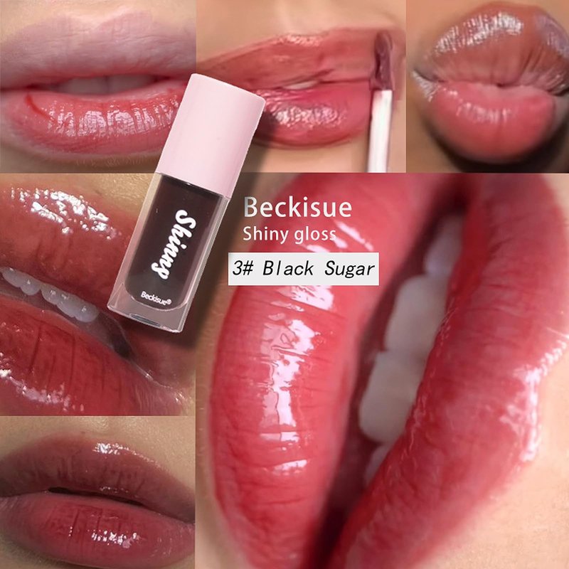 LuckNest Translucent Black Lip Gloss, Clear/Cherry/Sugar Lip Oil, Plumping Hydrating Mirror Highlight Gloss - Moisturizing Long Lasting & Non-Sticky Vegan Makeup (3Pcs)