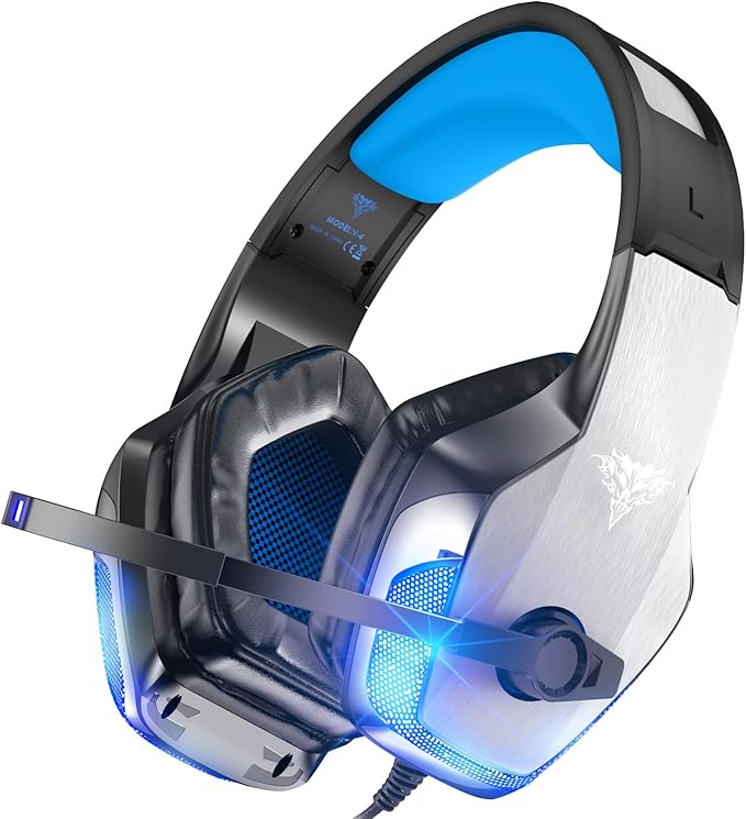 BENGOO G1 Wireless Gaming Headset with Mic for PS5, PS4, PC, Switch, Mac, 2.4GHz USB/Type-C & Bluetooth 5.4 Headphones with Foldable Design, 7.1 Surround Sound, RGB Lights - Black and Blue