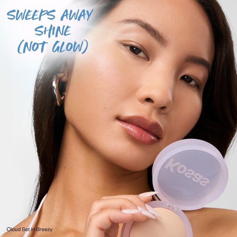 Kosas Cloud Set Pressed Setting Powder – Translucent Shine Control Face Powder, Soft Matte Finish, Breezy (Sheer Light)