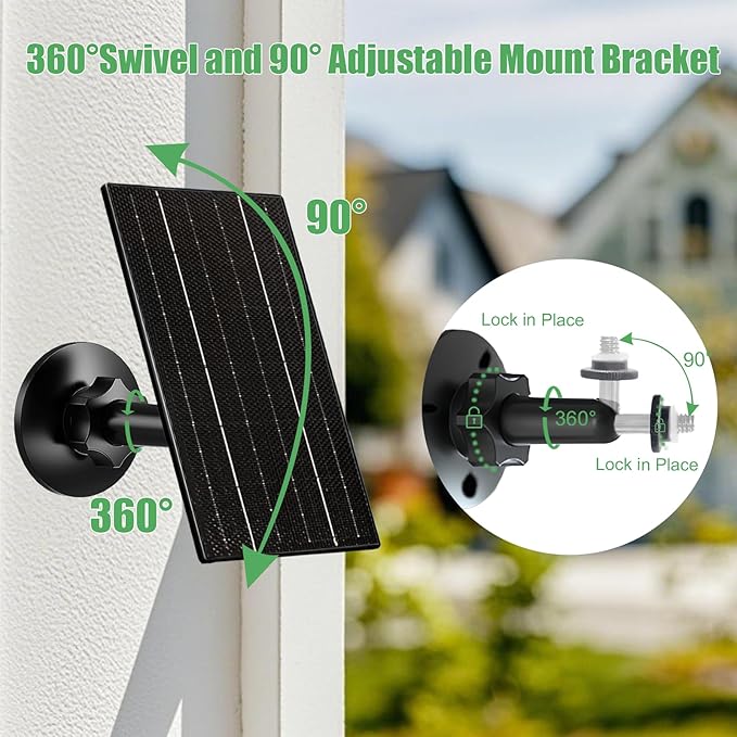 Zivif 4W Camera Solar Panel, USB/Type-C Solar Charger with Rechargeable Battery Powered Camera, 9.8ft Cable, Waterproof, Adjustable Mount (2 Pack)
