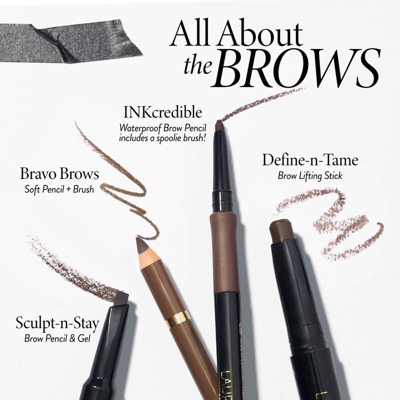 LAURA GELLER NEW YORK INKcredible Waterproof Brow Pencil- Blending Spoolie Brush - Long Lasting Eyebrow Filler (03 Medium Brown)