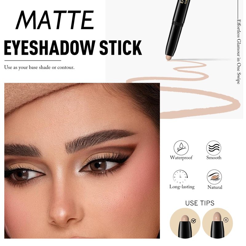 Wugbc Eyeshadow Stick Matte Eye Brightener Pencil Cream Nude Eye Shadow Base Crayon Long-Lasting Crease-Proof Naked Eyeshadow Blendable High Pigmented Single Eyeliner Makeup for Women, 3 DESERT