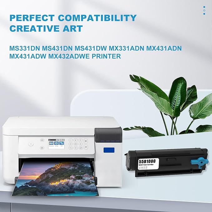 High Yield 55B1000 Black Toner Cartridge [with New Chip] MS331 Toner Replacement for Lexmark MS331dn MS431dn MS431dw MX331adn MX431adn MX431adw MX432adwe Printers Toner