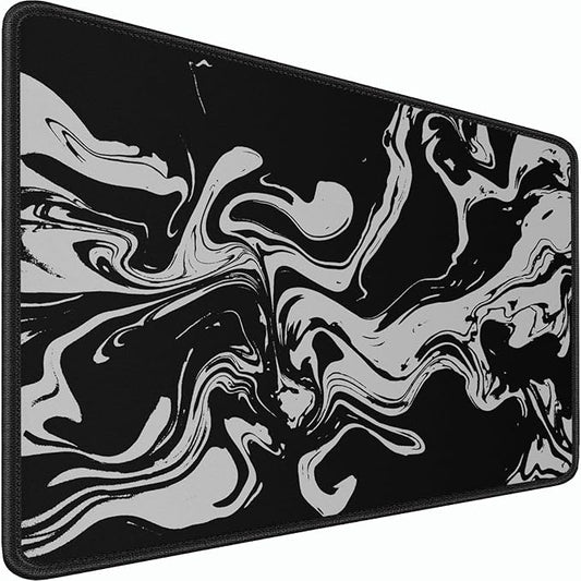 Gaming Mouse Pad, 31.5x15.7 inch Large Extended Computer Keyboard Mouse Mat, Water Resist Non-Slip Mousepad Rubber Base Long XXL Desk Mouse Pad for Gaming, Office & Home, Marble White