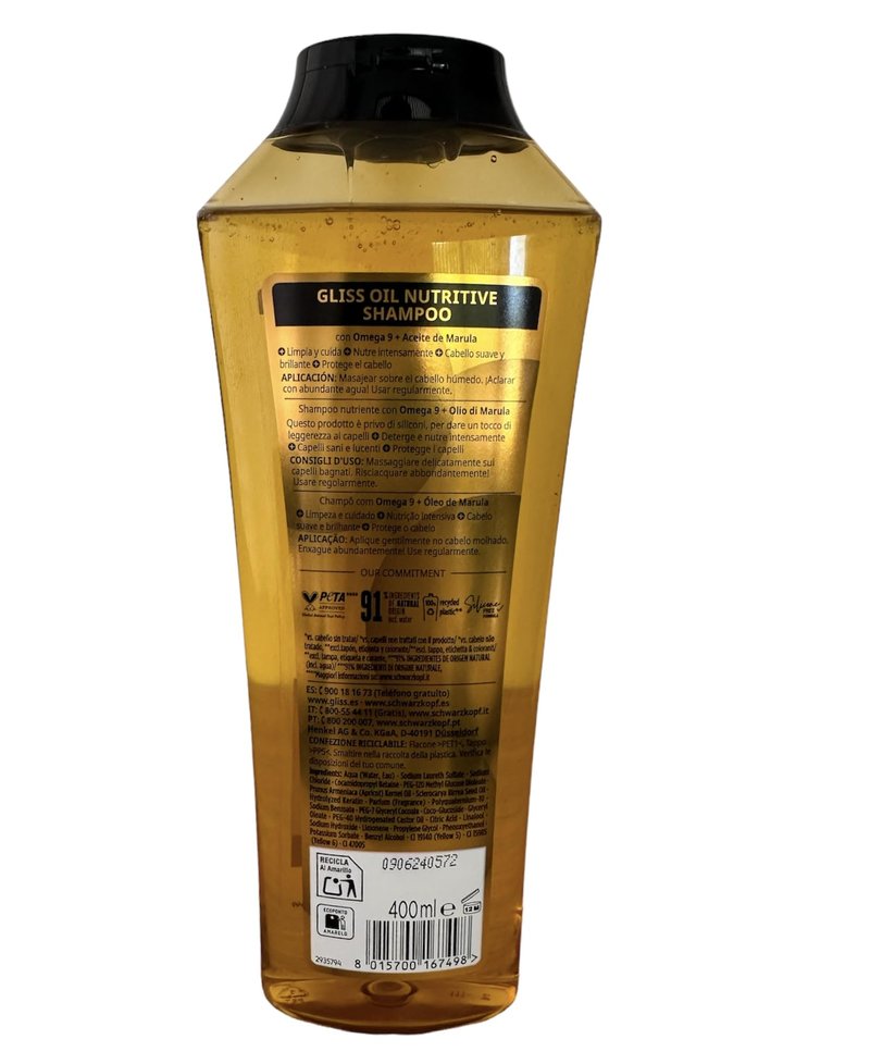 Gliss Oil Nutritive Shampoo, 13.6 Ounce