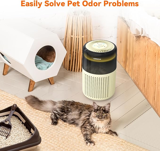AIRROMI HEPA Air Purifier for Bedroom&Home,Pet Air Purifier for Home Pets,Removes Pet Odor,Cat Litter Smell,Dust,Smoke&Allergies,Quiet Room Air Purifier with Scents,360°Air Cleaner,A2005 Pink