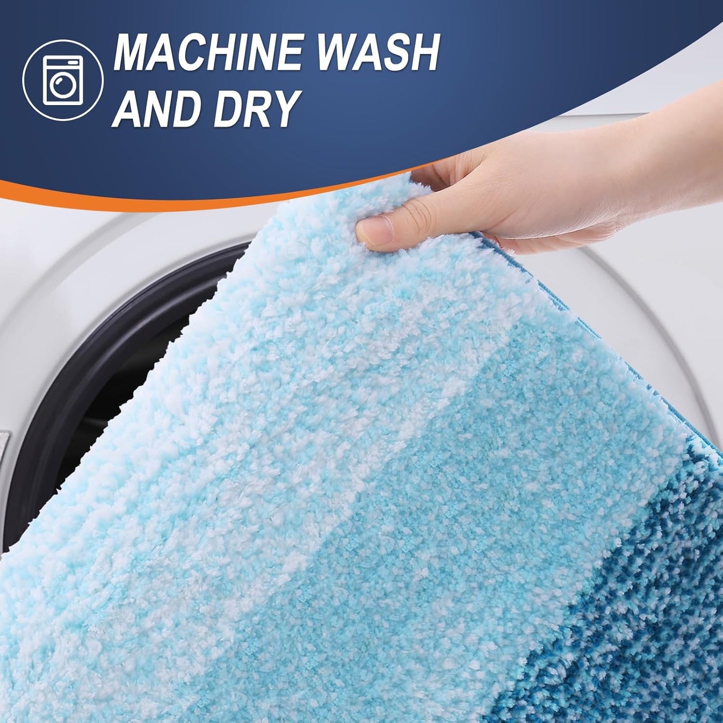 OLANLY Bathroom Runner Rug - Extra Soft Microfiber Mat | Quick Dry & Washable, 47x20, Peacock Blue