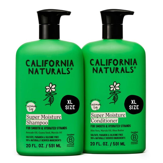 California Naturals Super Moisture Summer Fig Shampoo and Conditioner Set for Damaged Dry Hair Care Bundle for Women & Men, Natural, Vegan, Cruelty, Silicone, Paraben & Sulfate Free, Color Safe, 20 oz