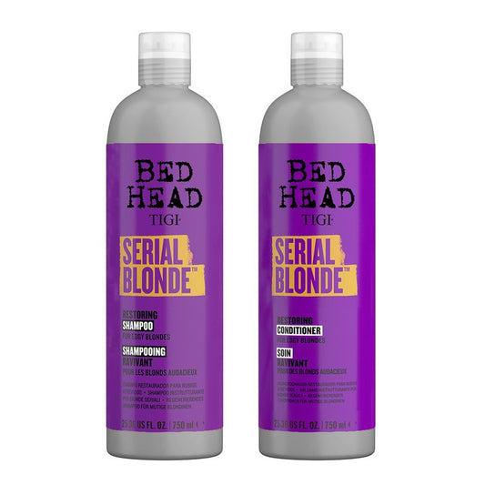 TIGI Bed Head Serial Blonde Restoring Shampoo & Conditioner Set for Damaged Blonde Hair, Hydrolyzed Keratin, 25.36 fl oz, 2 Pack
