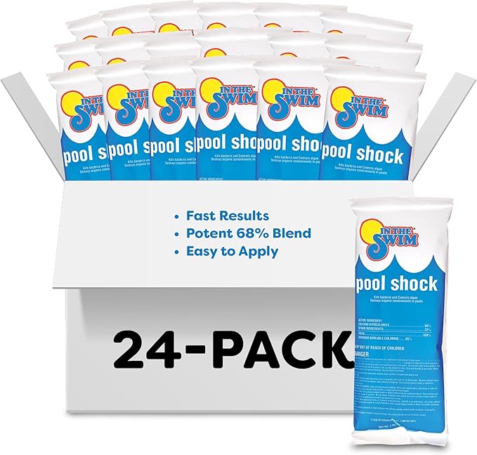 In The Swim Pool Shock – 68% Cal-Hypo Granular Sanitizer for Crystal Clear Water – Defends Against Bacteria, Algae, and Microorganisms - 24 X 1 Pound